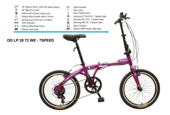 sepeda lipat / folding bike odessy 20" 72 we 7 speed-grab/gojek instan - Multicolor