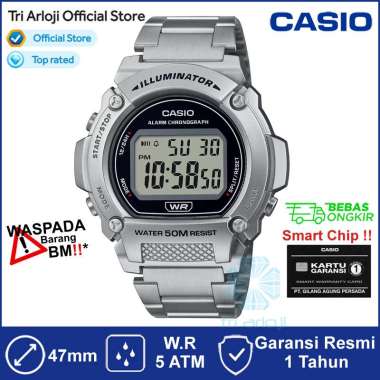 CASIO W-219HD-1AVDF Jam Tangan Pria Digital Stainless W219HD W-219HD-1A W219H