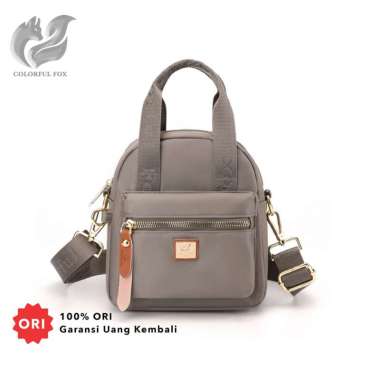 Tas Selempang Wanita 2214 Sling Bag Wanita Bahan Anti Air Fossil Gray