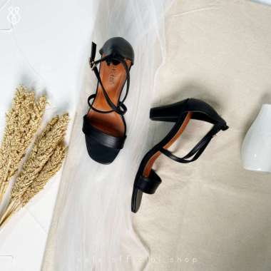 SEIS Valerie Sandal Heels Tali Wanita Hak 7 cm 38 black