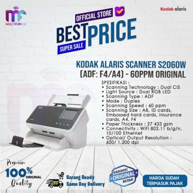Kodak Alaris Scanner S2060W (ADF: F4/A4) - 60ppm Garansi Resmi
