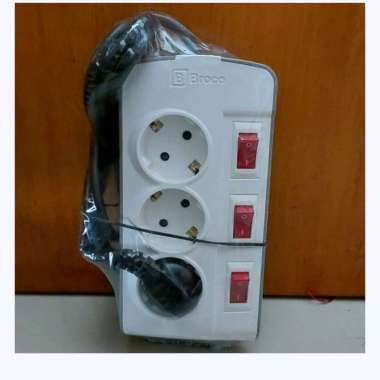 ( 3 SAKLAR 3 LUBANG ) Broco Stop Kontak 3 Lubang 3 Saklar Kabel 1.5 Meter (GRAB GOJEK ONLY )