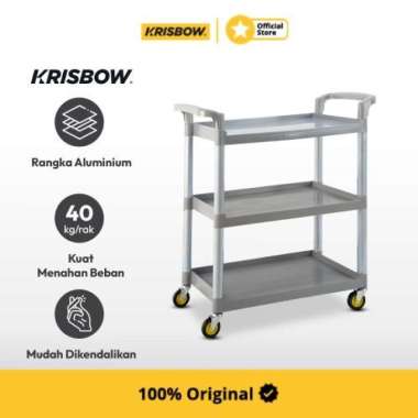 Krisbow Troli Tiga Tingkat 80X41X90 Cm - Abu-Abu