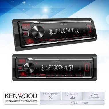 Kenwood KMM-BT208 Headunit Mobil Single Din Digital USB AUX MP3 FLAC Bluetooth Smartphone Controller