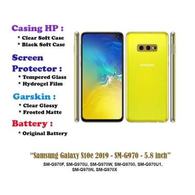Samsung Galaxy S10e 2019 - SM-G970 - 5.8 inch - Case - Screen Protector - Battery - Dll Black Hard C