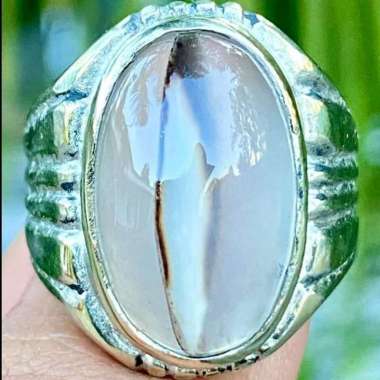 Akik Cincin Batu Kristal Siwalan Motif Gambar Sirip Ikan Hiu Antik