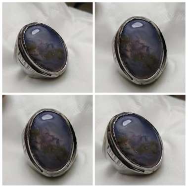 Cincin Akik Batu Gambar Motif Kecubung Lavender Lumut Antik