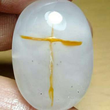 Natural Akik Batu Motif Tapak Jalak Gambar Salib Jumbo Antik 2