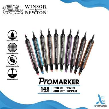 Marker Winsor & Newton Promarker Dual Point Pena Kuas Warna Multicolor