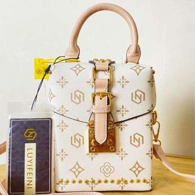 Jual DISKON TAS SELEMPANG MINI HANDBAG COKLAT MOTIF LOUIS VUITTON