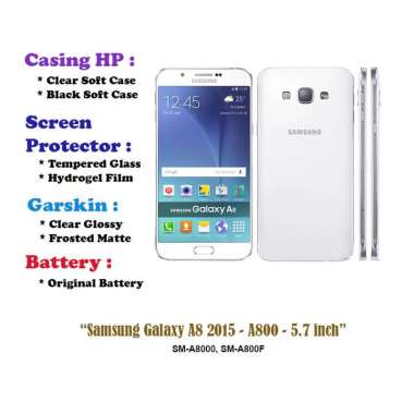 Samsung Galaxy A8 2015 - A800 - 5.7 inch- Case - Screen Protector - Battery - Dll Black Hard Case