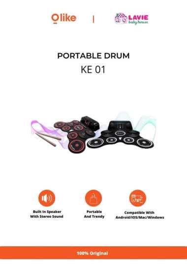 Olike Portable Drum (KE01) / Mainan Anak Putih