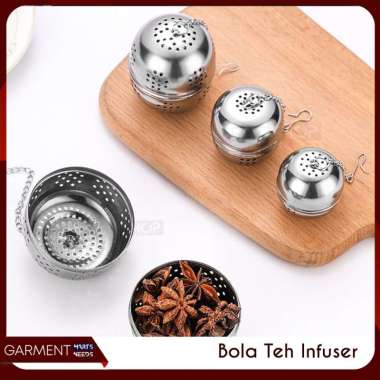 Saringan Teh Bulat Rempah Bumbu Masak Tea Infuser Stainless Steel Model Bola Rantai Lubang Kecil PAC