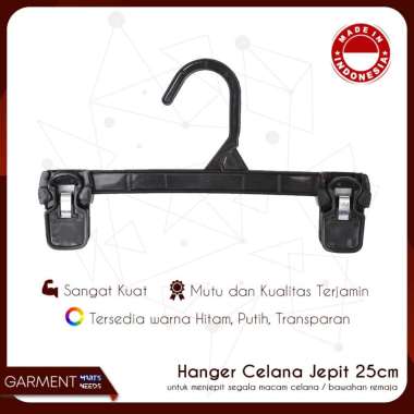 Hanger Jepit Remaja 25cm Plastik Tebal Warna Putih & TRANSPARAN PACKING BUBBLE HITAM
