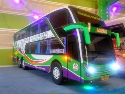 Miniatur Bus Bis Lorena Double Decker + Lampu Multicolor