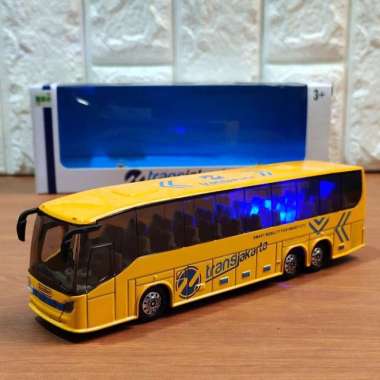 Diecast Transjakarta Bus Miniatur Material Besi Ada Lampu Multicolor