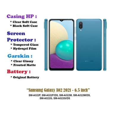 Samsung Galaxy A02 2021 - 6.5 inchh - Case - Screen Protector - Battery - Dll Black Soft case