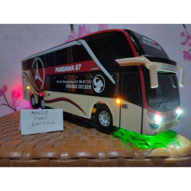 Miniatur Bus Bis Pandawa Double Decker Lampu Multicolor