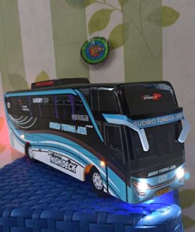 Miniatur Bus Bis Shd Stj Biru Plus Lampu Multicolor