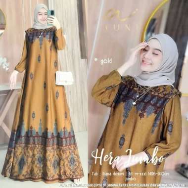Hera Jumbo Maxi Dress wanita diana denim premium gamis muslim batik Multivariasi Multicolor