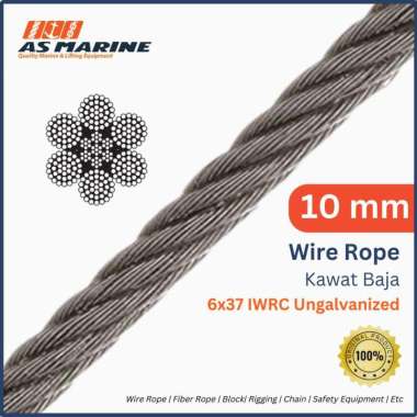 Wire Rope / Kawat Seling Baja 10 mm Ungalvanized 6x37 IWRC - 1 Meter