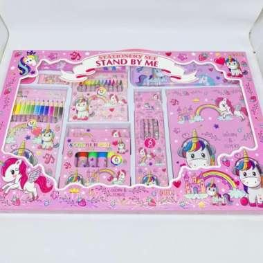 Stationary Set Xl Alat Tulis Gambar Anak Lengkap Pensil Warna Unicorn Multicolor