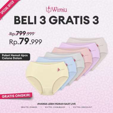 WIMIU Paket Hemat 6PCS Celana Dalam Wanita Panty Wanita CD Wanita Cewek Underwear Wanita Wanita 3000