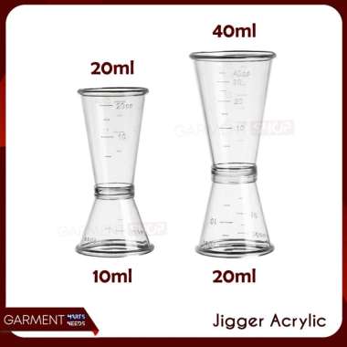 Jigger Acrylic Plastik Transparan Gelas Takar Gula Syrup Measuring Cup 10/20 ML 20/40 ML NO BUBBLEWR