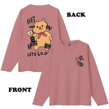 ELLIPSESINC Kaos Lengan Panjang Xoxo Hot Bear OVERSIZE SALMON