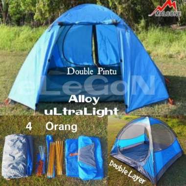 Tenda Malcone Ortwin 4-5 Org Blue Alloy Double Layer Waterprof Ort Win Biru
