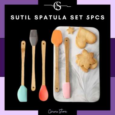 Mini Utensil Set / Set Spatula Mni Silikon Kayu Rainbow / Spatula Set 5 In 1 Silikon / Sutil Spatula
