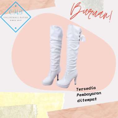 Sepatu Boots Wanita Panjang Hak Tinggi Fashion 267 onlinemall 40 Putih