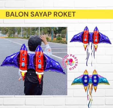 Balon Foil SAYAP ROKET / Balon Foil Sayap Roket Sayap Roket Rainbow
