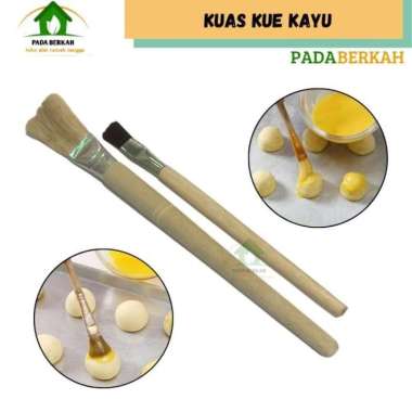 Kuas Kue Gagang Kayu Kuas Pengoles Makanan Nastar Mentega Kuning Telur Kecil