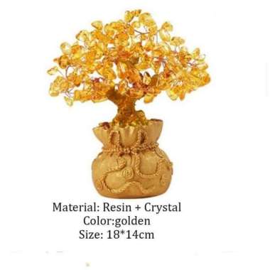 Beruntung Pohon Uang Cina Emas Ingot Kristal Keberuntungan Hiasan Poho Gold