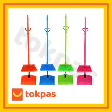 Pengki Buka Tutup + Sapu Lantai Nylon Set Nagata 742 S Pink