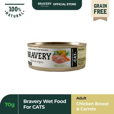 Makanan Kucing Basah Bravery | Cat Wet Food Snack Kucing BRAVERY Wet Food for Cats 70gr CHICKEN & CA