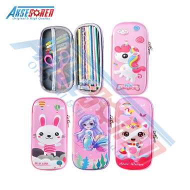 Aksesoren Tempat Pensil Karakter Anak / Kotak Pulpen 3D Lucu / Wadah Alat Tulis Laki Laki