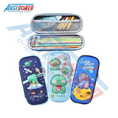 Aksesoren Tempat Pensil Karakter Anak / Kotak Pulpen 3D Lucu / Wadah Alat Tulis Perempuan