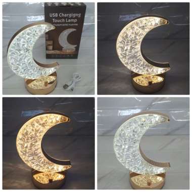 Lampu Tidur Crystal Bulan Bintang Table Lamp Sentuh Touch USB Charging bintang