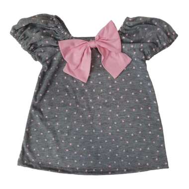 PLEU Dress Print Hati Pita Dress Anak Perempuan 3 Tahun Abu-abu
