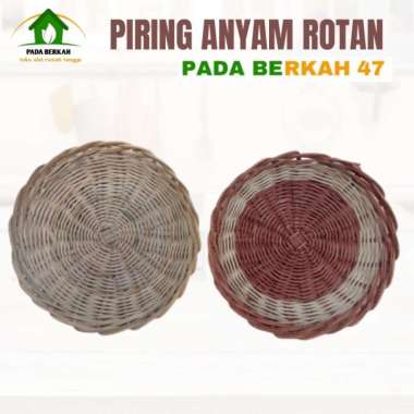 Piring Anyaman Rotan Warna Piring Anyaman Cirebon Asli 24 Cm Merah
