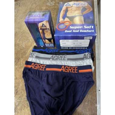 (3pcs) CD dewsa karet boxer laki celana dalam AGREE SPORT biru 2325 XXL Random