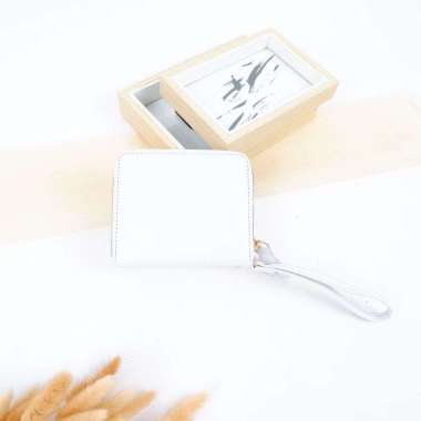 MIVASO Dompet kecil wanita kulit sapi DOVE JERUK Series Putih