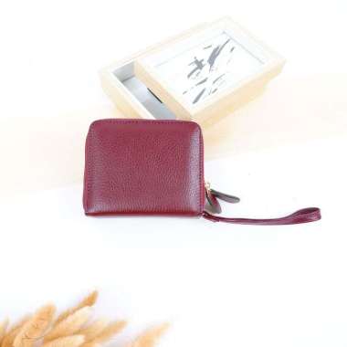 MIVASO Dompet kecil wanita kulit sapi DOVE JERUK Series Marun