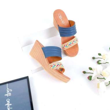 Mivaso Sandal wedgest kulit sapi SIERA series 37 Denim