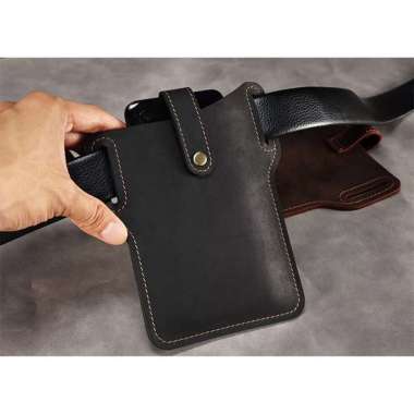 Mivaso Dompet Hp Pria Pinggang Kulit Asli - Dompet Hp Pinggang Kulit Asli Pria Hitam