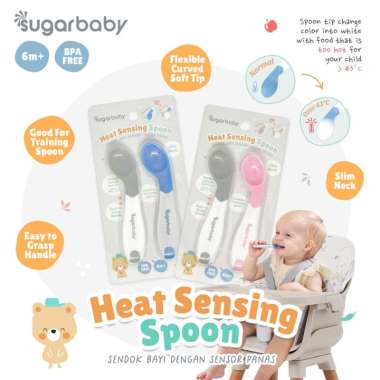 SENDOK BAYI MURAH SUGAR BABY HEAT SENSING SAFETY SPOON 2PC - HS SPOON pink grey