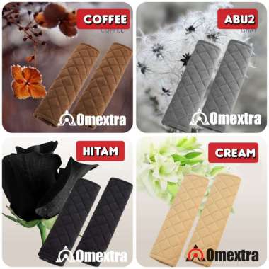 2pcs Breathable Seat Belt Cover Omextra Sarung Seat Belt Panjang Mobil Hitam