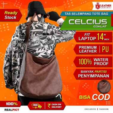 Tas Selempang Kulit Pria Tas Kulit Pria Tote Bag Kulit CELCIUS Coklat